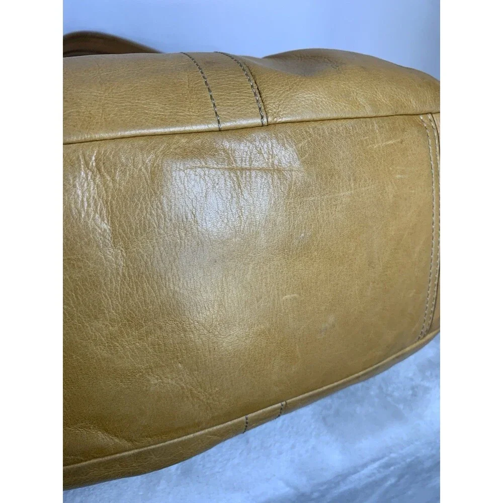Coach Pleated Ergo Tote #12240 Tan Leather Tattersall Lining 2008 Shoulder Bag